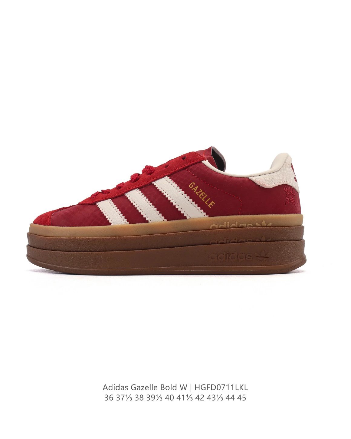 Adidas Gazelle Bold W Red Suede Platform Shoes