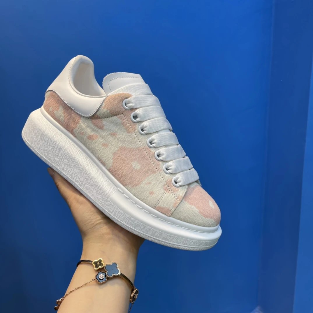 Alexander McQueen Pink Fur Oversized Sneakers Women
