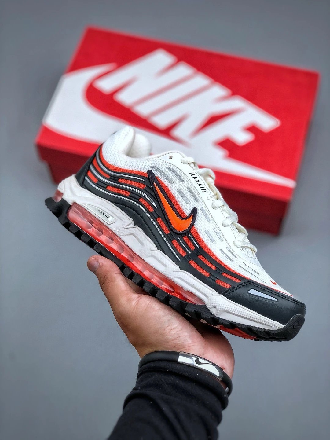 Nike Air Max White Black Orange Running Shoes