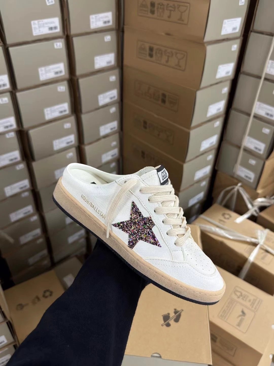 Golden Goose Glitter Star White Leather Sneakers