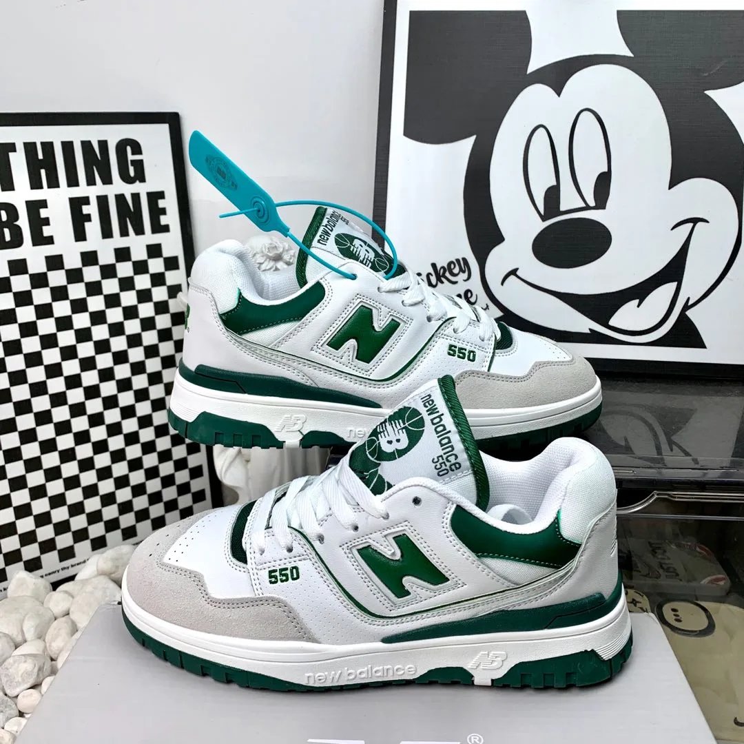 New Balance 550 Retro Green White Leather Sneakers