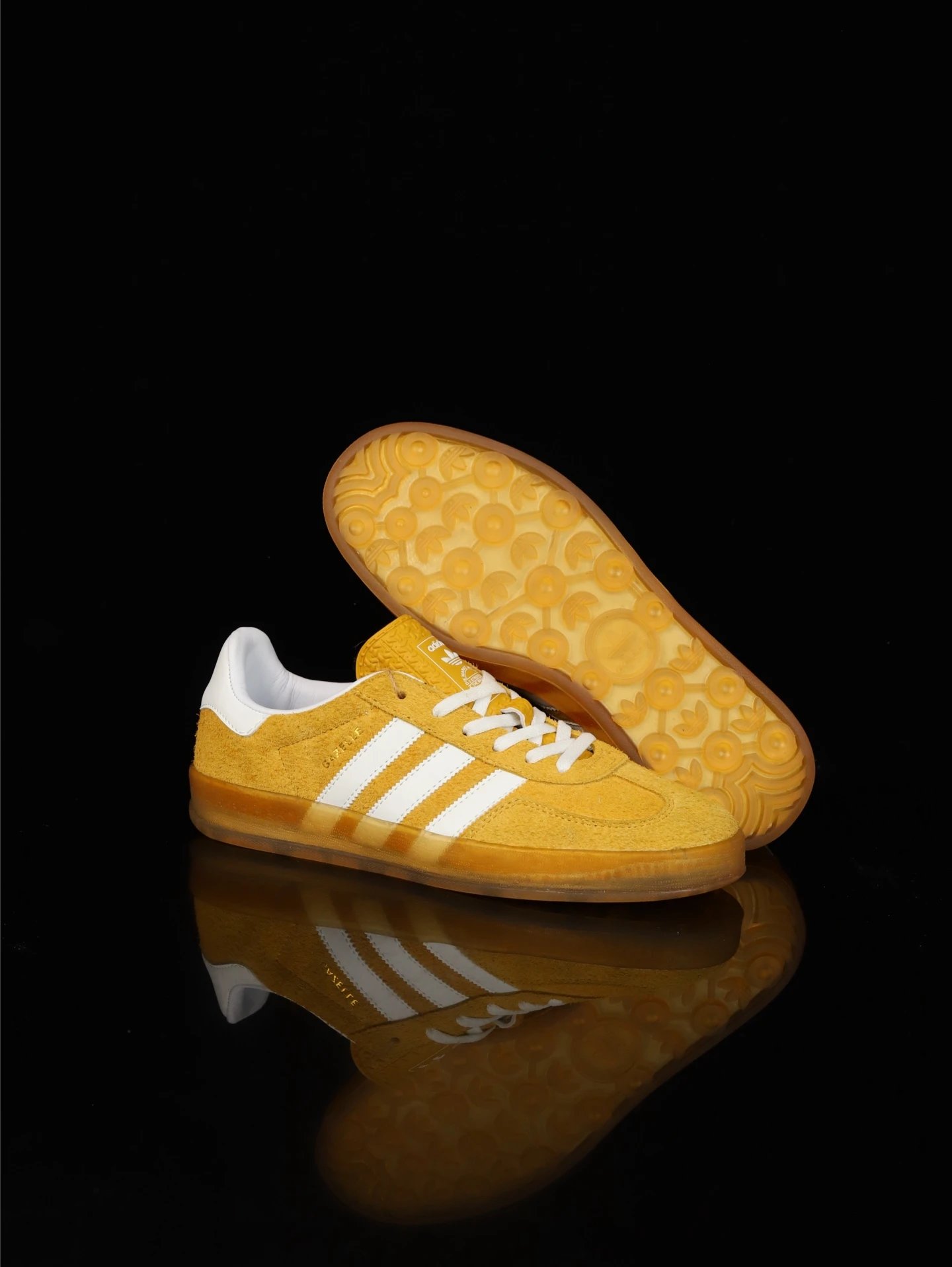 Adidas Yellow Suede Retro Sneakers White Stripes Shoes