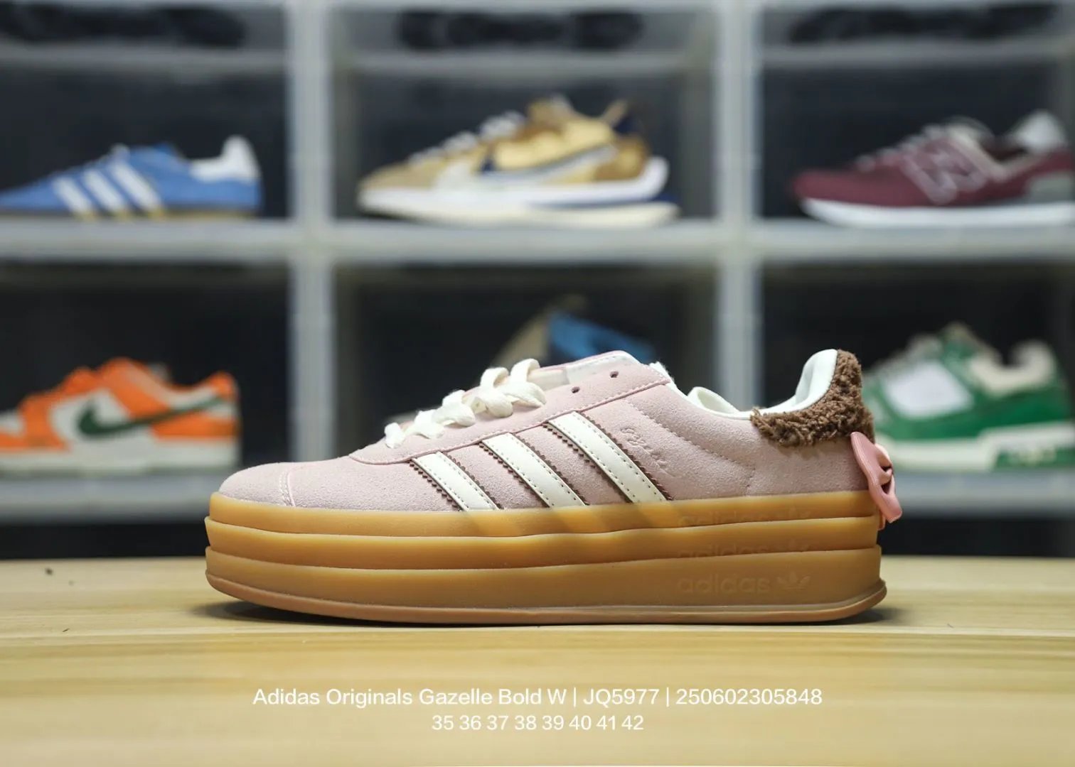 Adidas Gazelle Bold W Suede Gum Sole Sneakers Pink