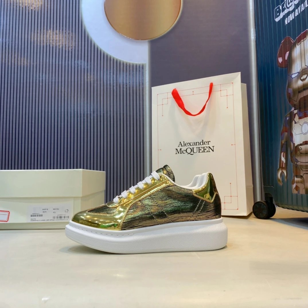 Alexander McQueen Gold Metallic Platform Sneakers