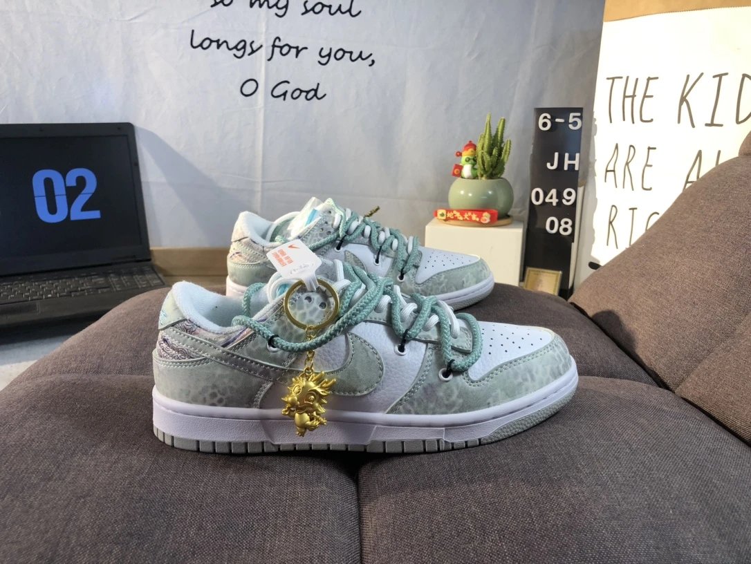 Nike Dragon Charm Mint Green Leather Sneakers