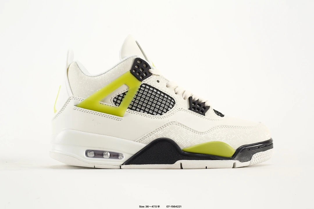 Air Jordan Retro 4 White Green Basketball Sneakers