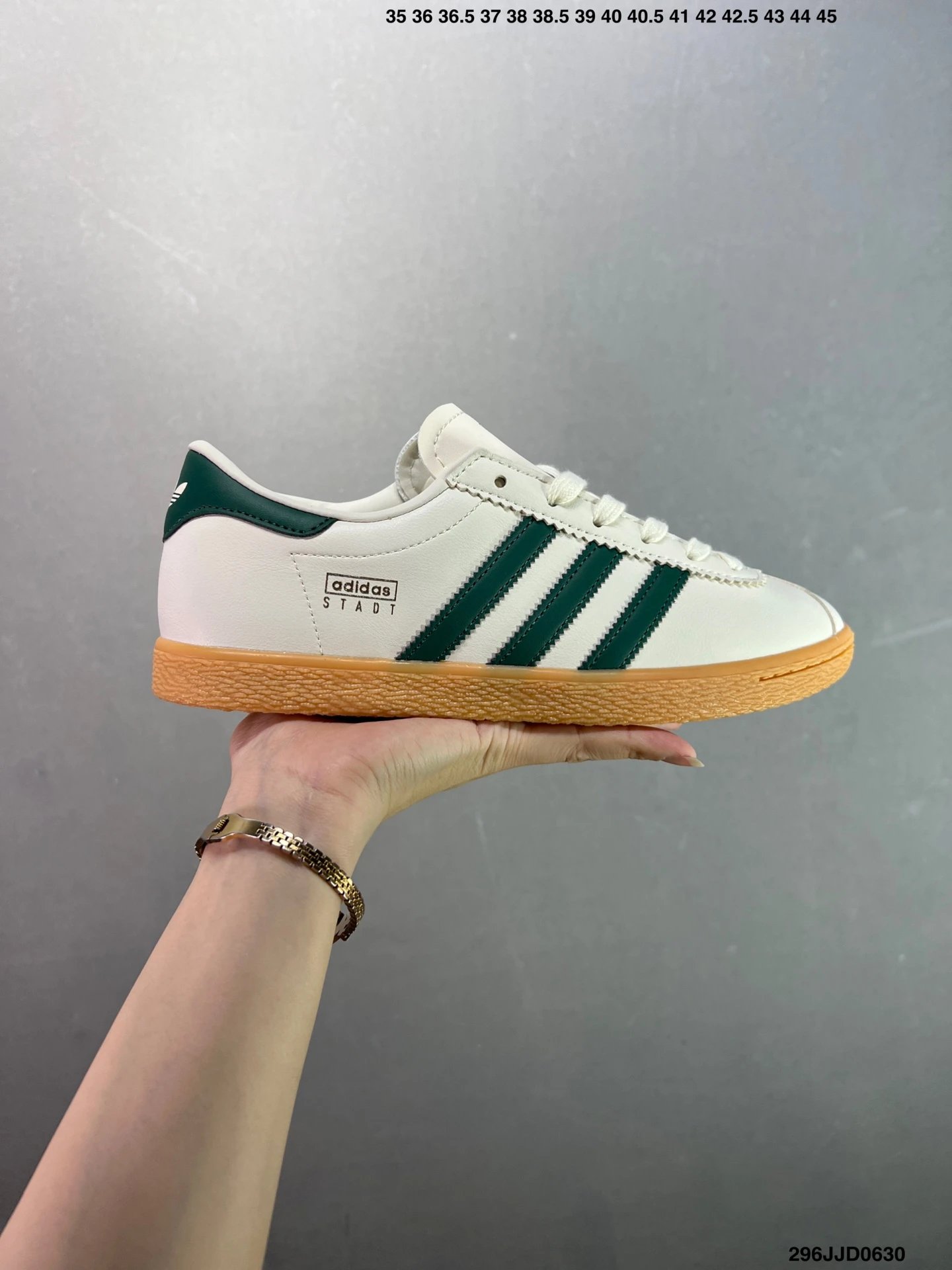 Adidas Stadt White Green Retro Gum Sole Sneakers