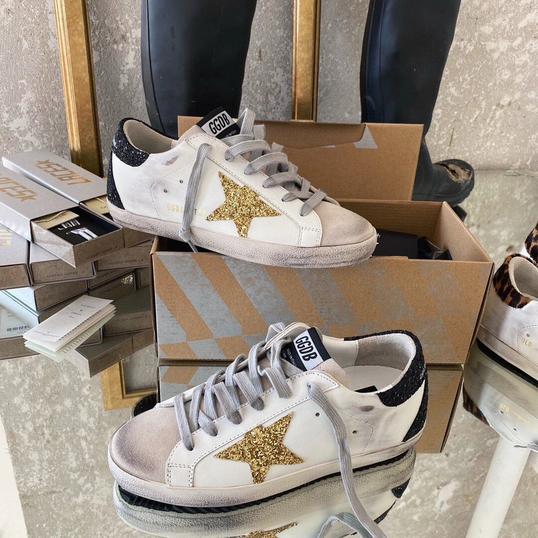 Golden Goose Glitter Star Distressed Sneakers