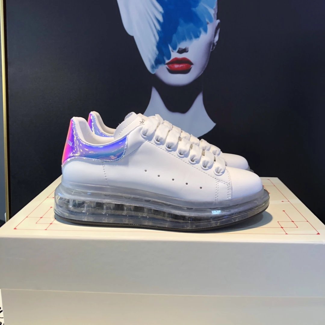 Alexander McQueen White Iridescent Transparent Sole Sneakers