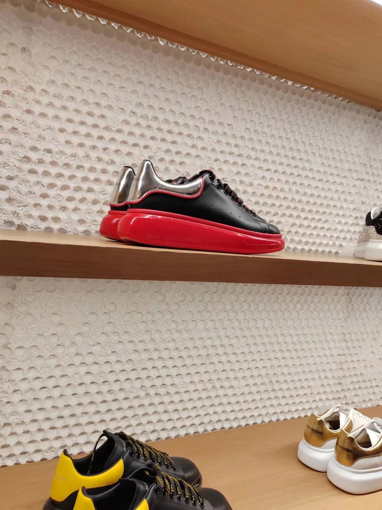 Alexander McQueen Black Red Leather Sneakers