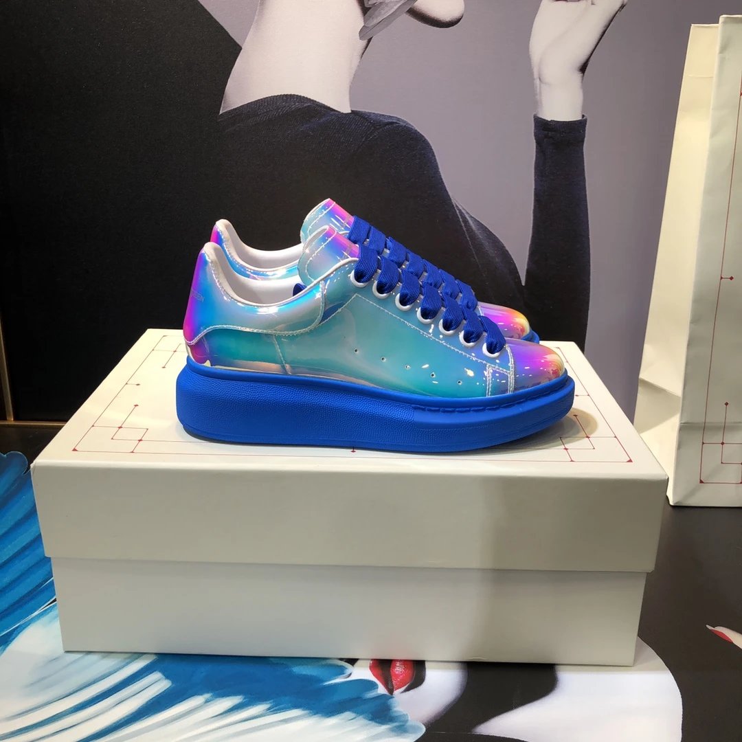 Alexander McQueen Iridescent Blue Platform Sneaker Shoes