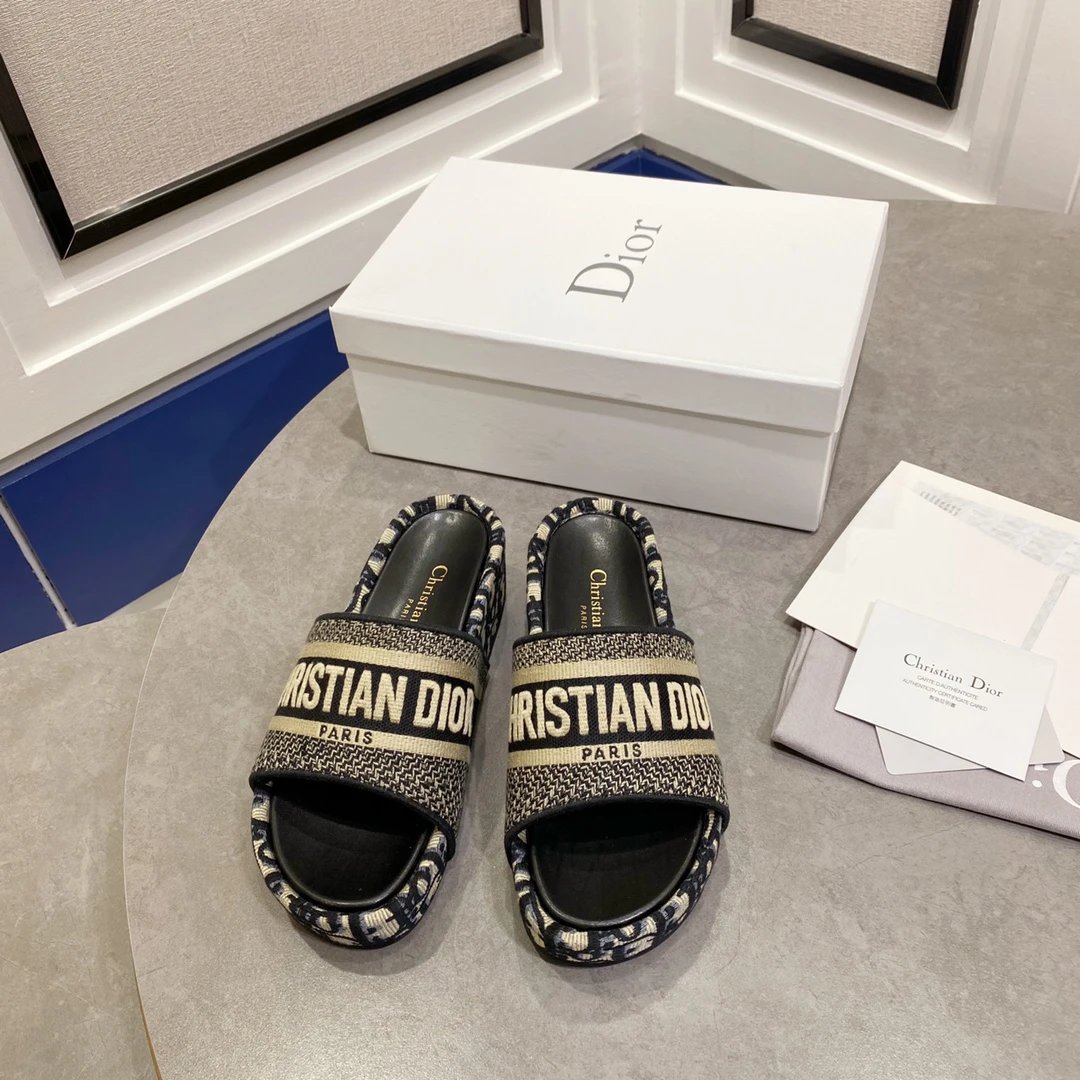 Dior Paris Logo Slides Luxury Sandals