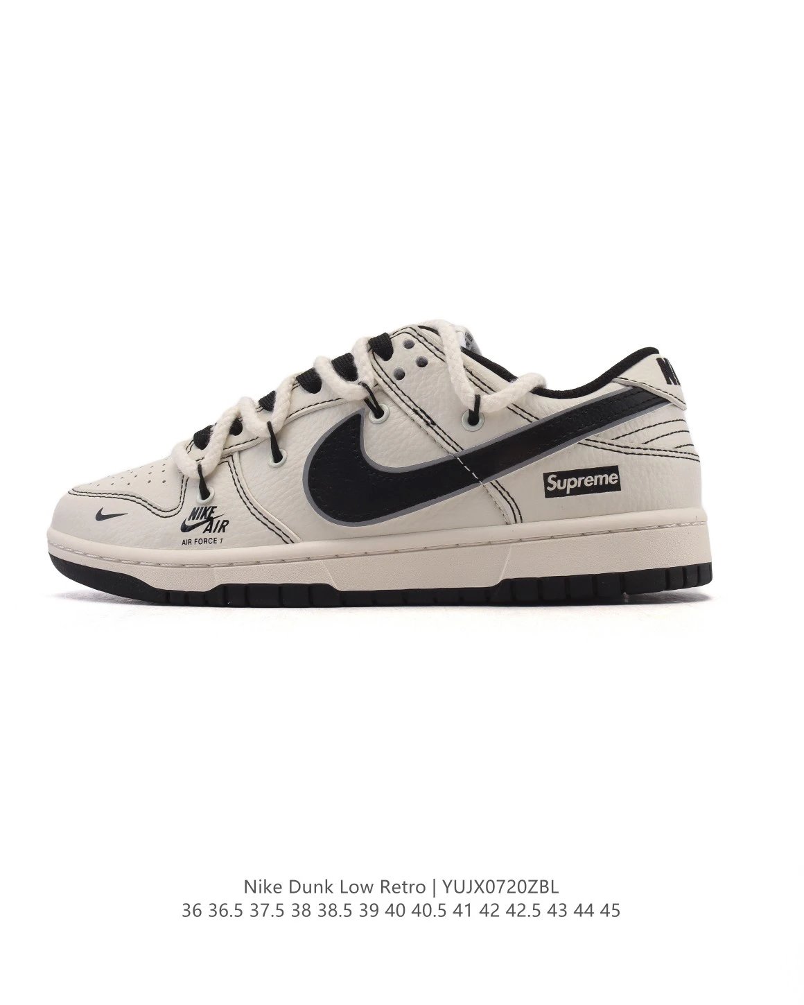 Nike Dunk Low Retro Supreme Black White Sneakers