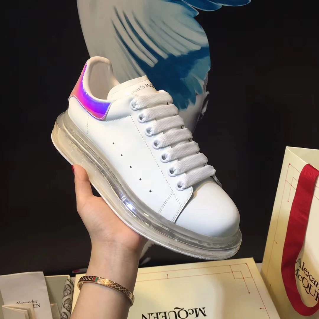 Alexander McQueen White Transparent Sole Sneakers