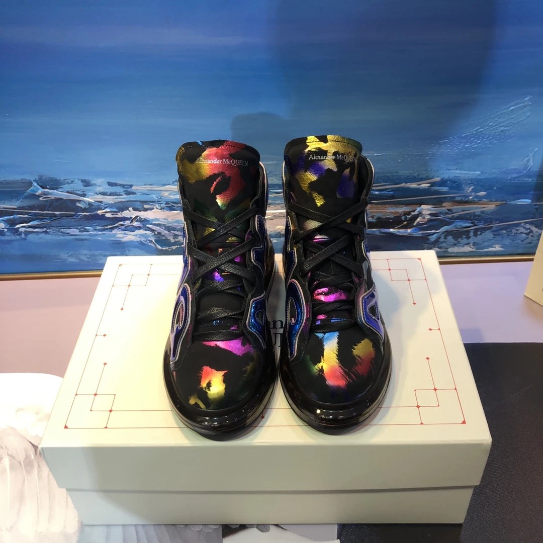 Alexander McQueen Multicolor High Top Sneakers Black Shoes