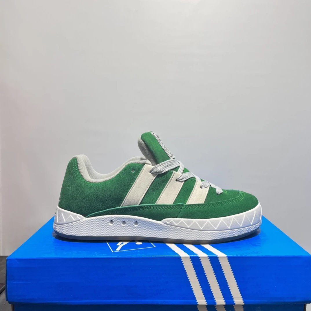 Adidas Green White Suede Low Top Casual Sneakers
