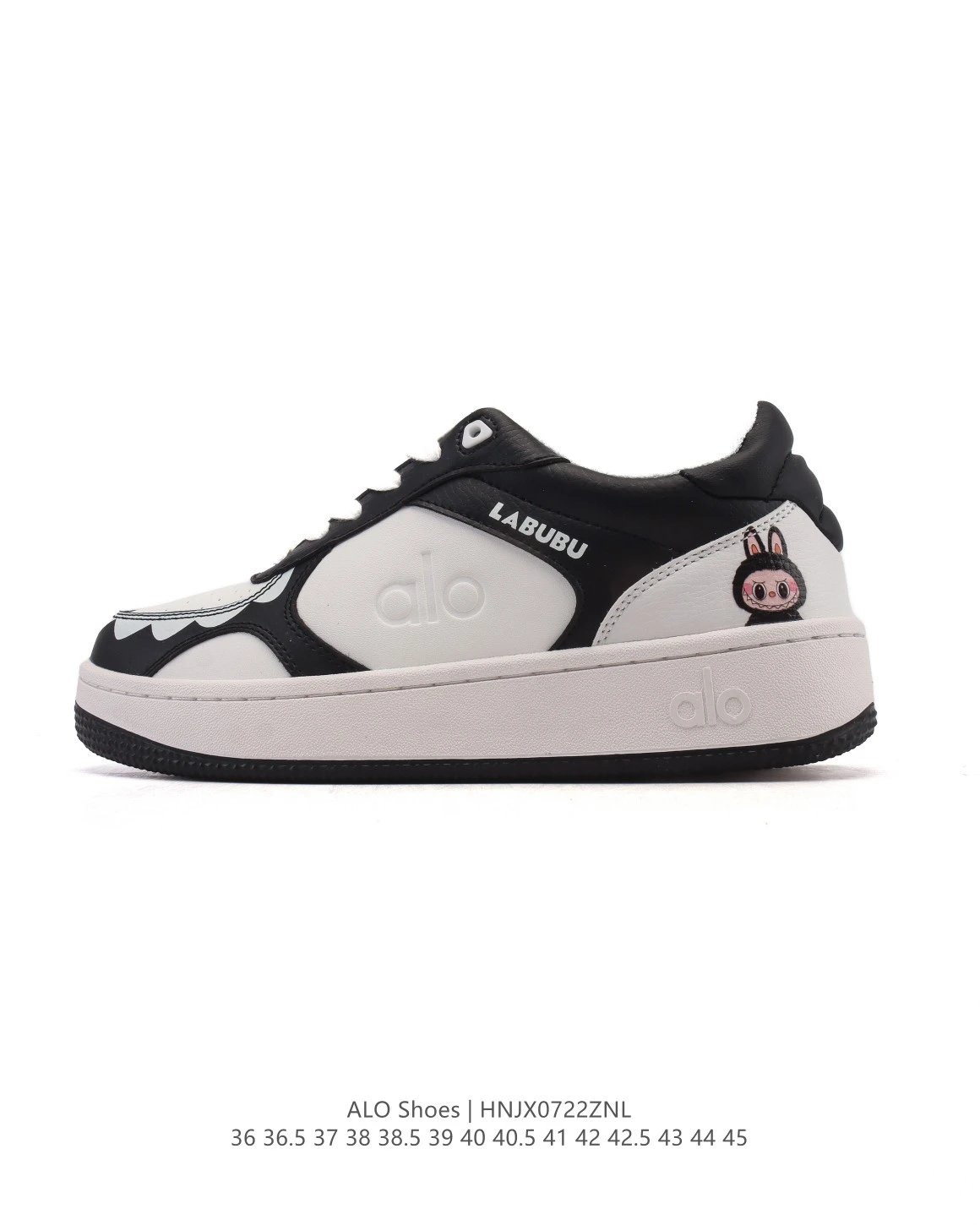ALO LABUBU Edition Black White Embroidered Sneakers