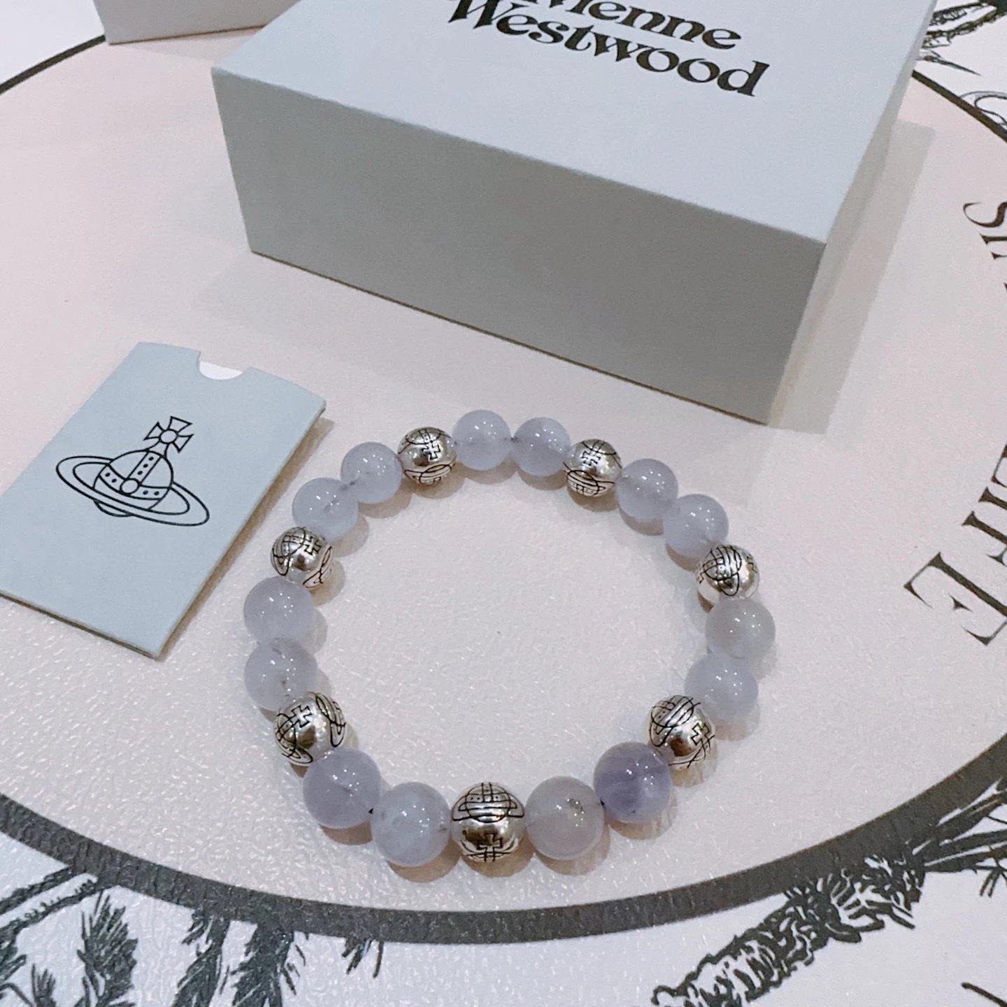 Vivienne Westwood Silver Orb Beaded Bracelet Jewelry
