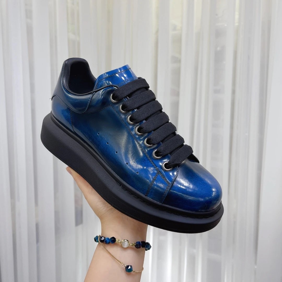Alexander McQueen Blue Leather Chunky Sole Sneakers