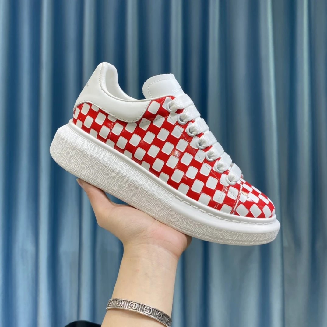 Alexander McQueen Red Checkered Leather Sneakers