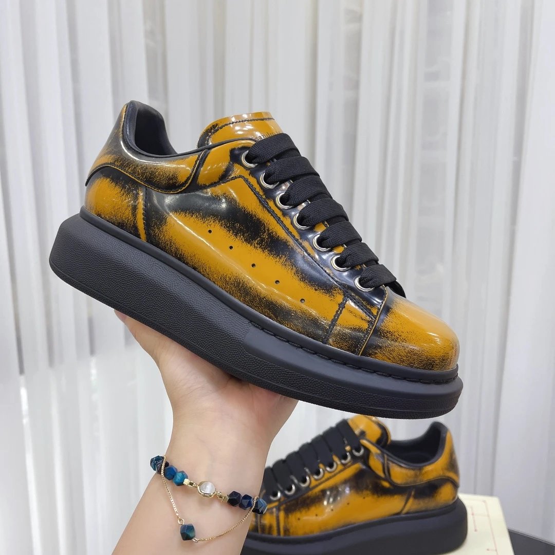 Alexander McQueen Yellow Black Gradient Leather Sneakers