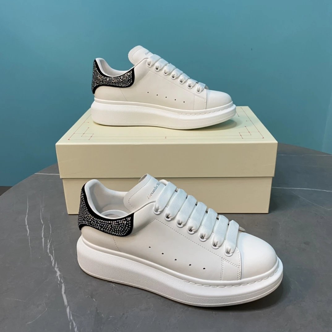 Alexander McQueen Crystal Heel White Sneakers