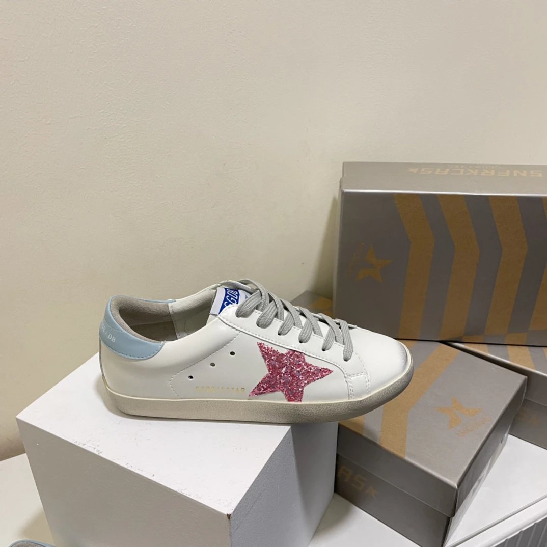 Golden Goose Women White Pink Star Sneakers Shoes