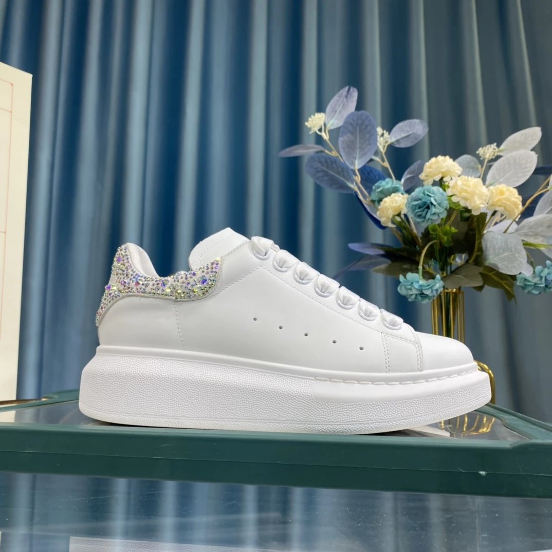 Alexander McQueen Crystal Heel White Sneakers