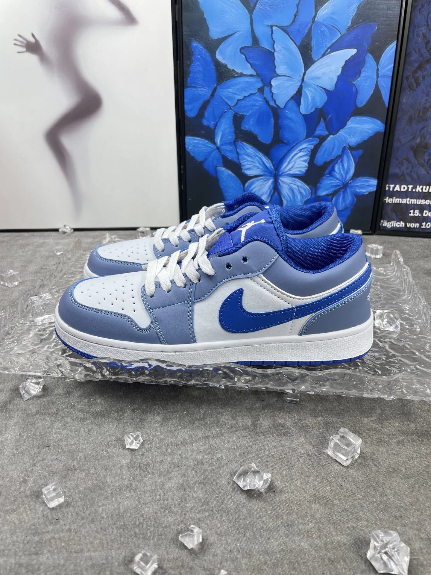 Air Jordan Low Blue White Leather Sneakers Shoes