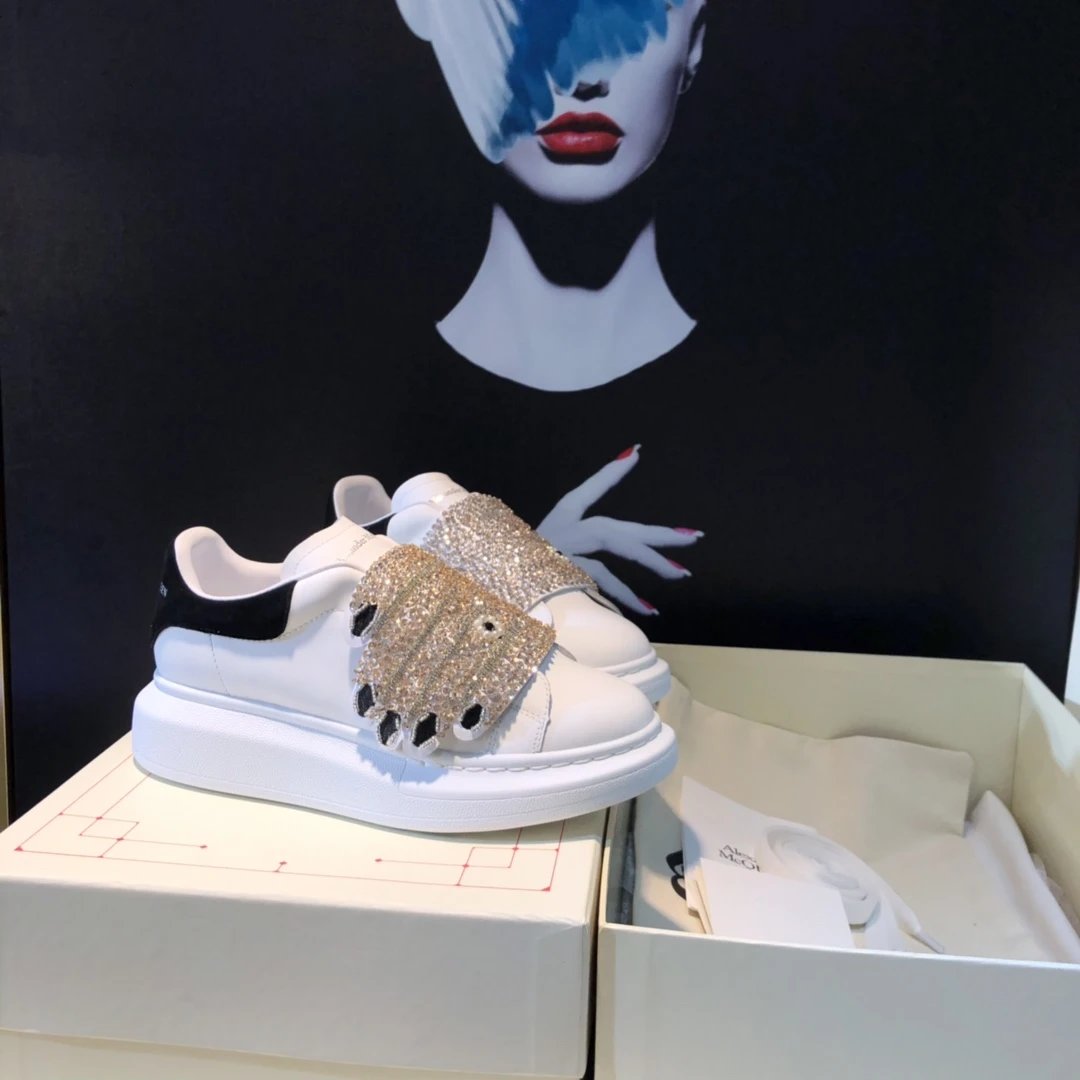 Alexander McQueen Crystal White Chunky Sneakers Women