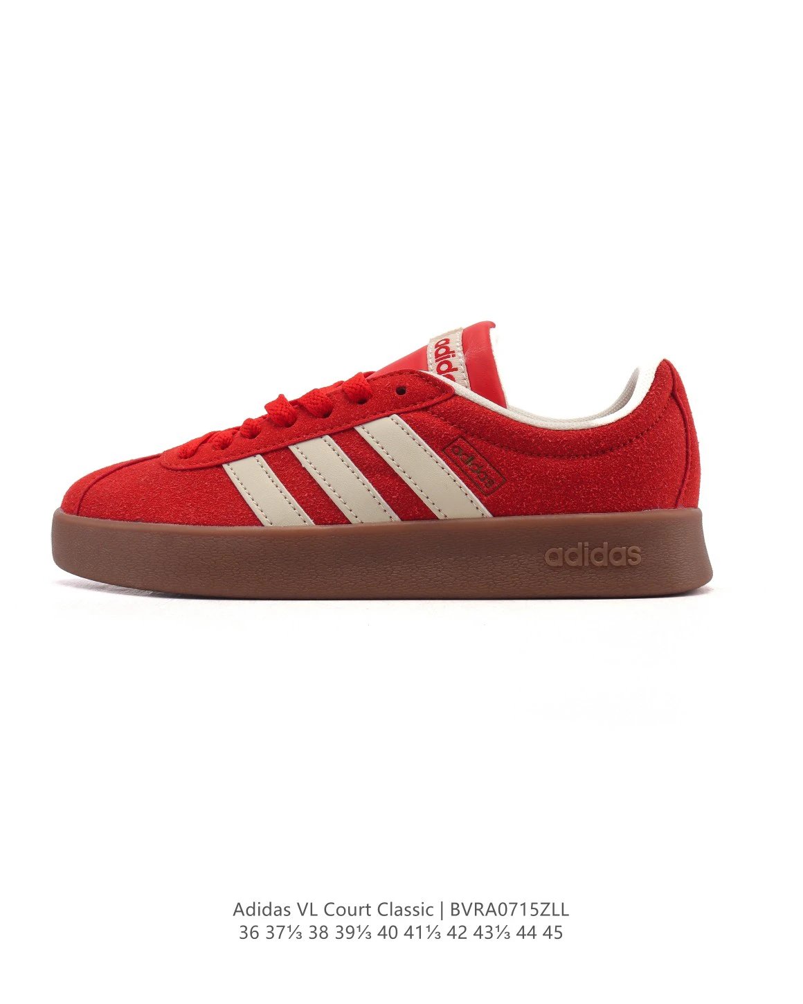 Adidas VL Court Classic Red Suede Sneakers Unisex Shoes