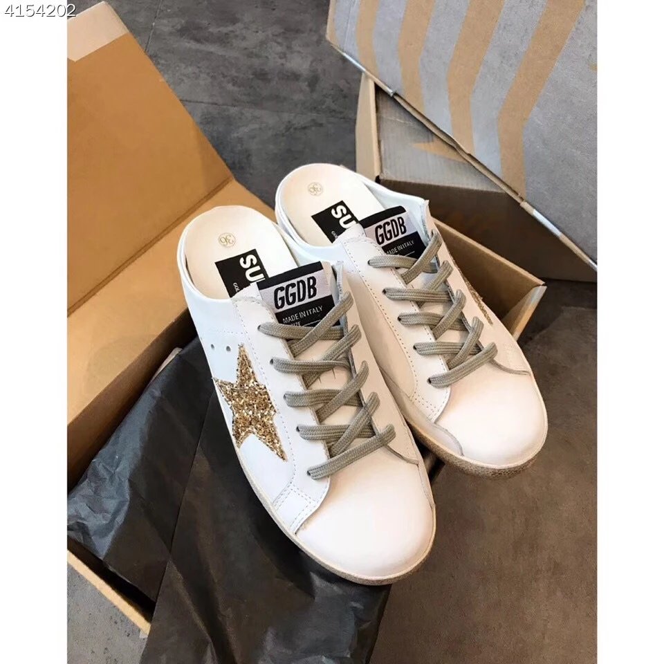 Golden Goose Glitter Star White Leather Shoes