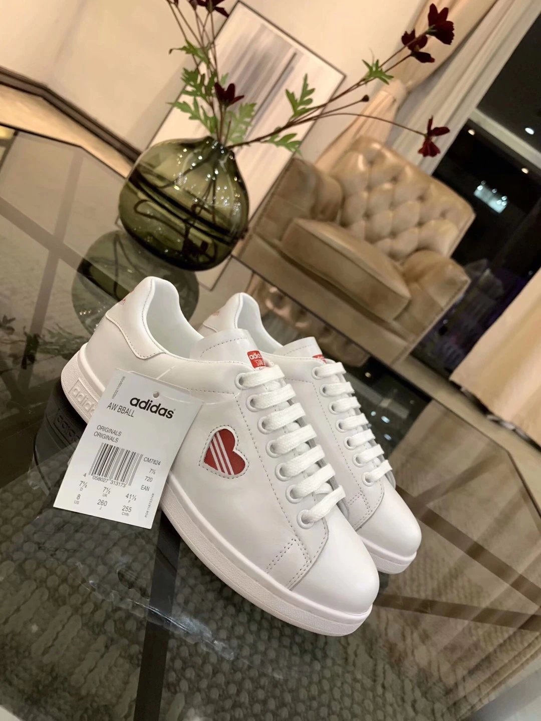 Adidas Originals AW BBall Heart White Leather Sneakers