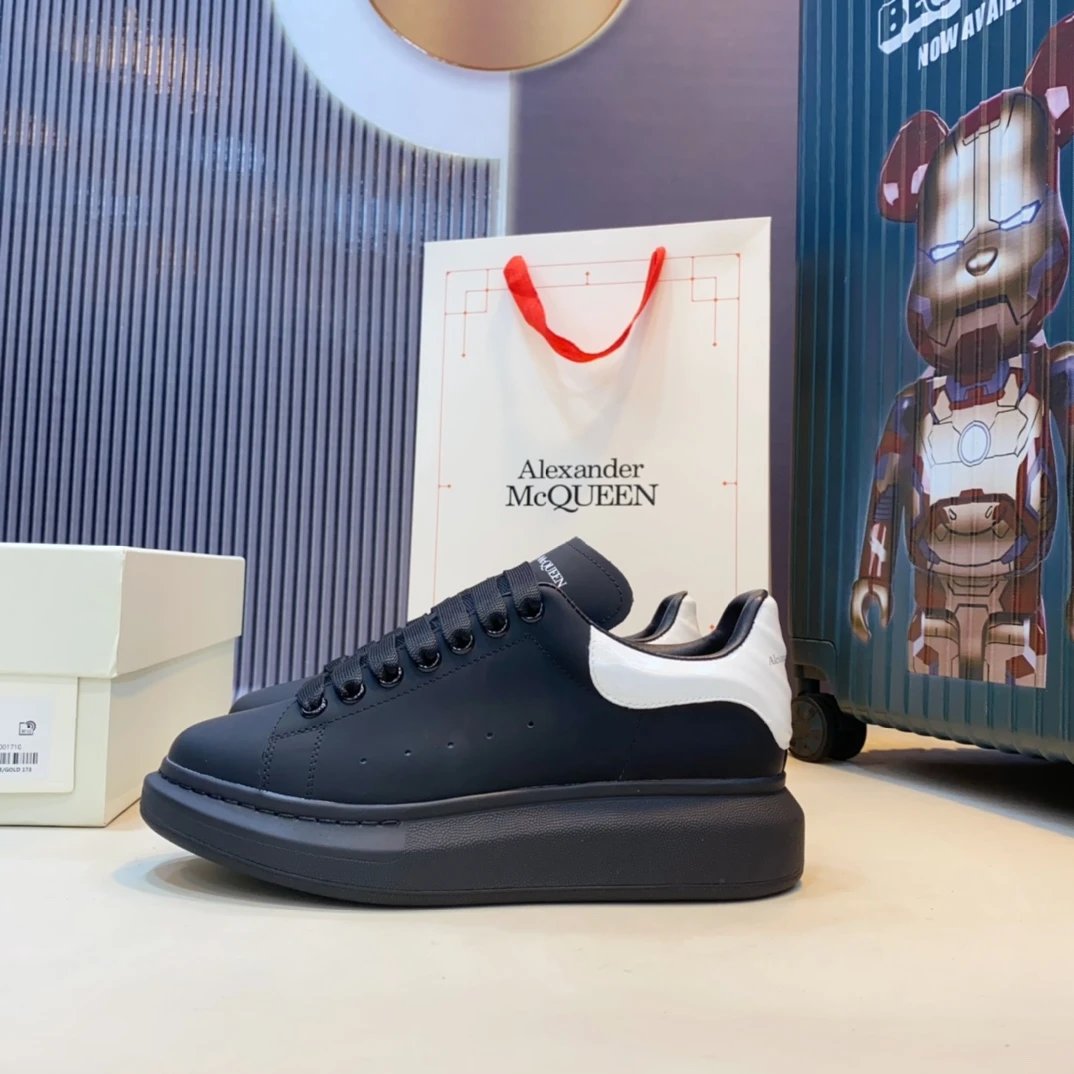 Alexander McQueen Black White Oversized Leather Sneakers
