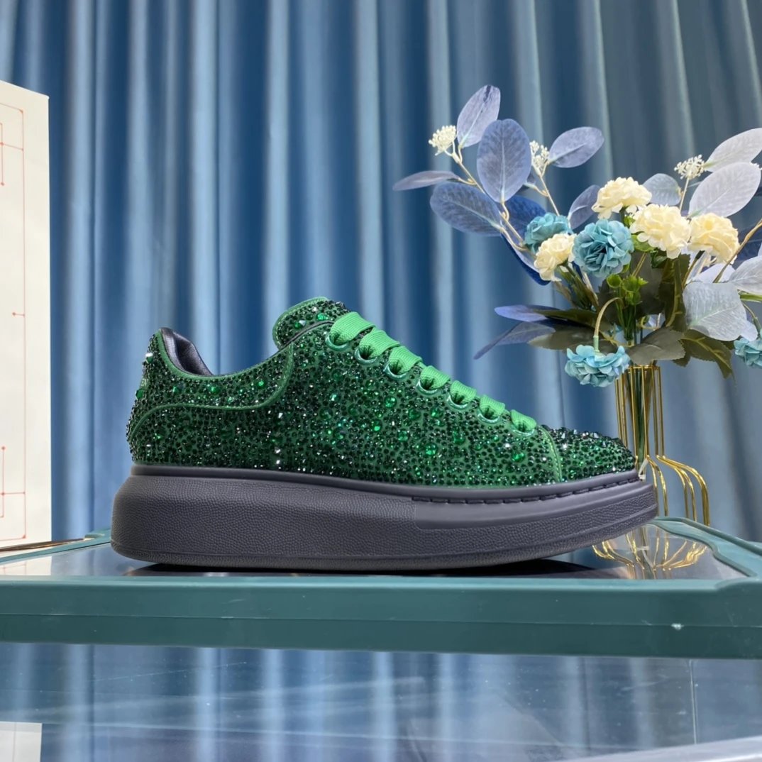 Alexander McQueen Green Crystal Platform Sneakers