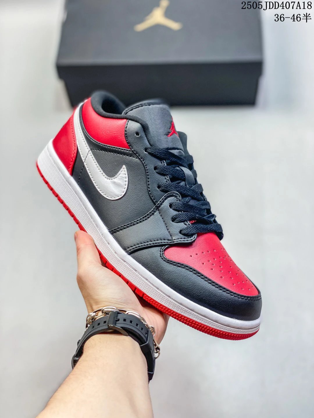 Air Jordan Low Red Black White Leather Casual Sneakers