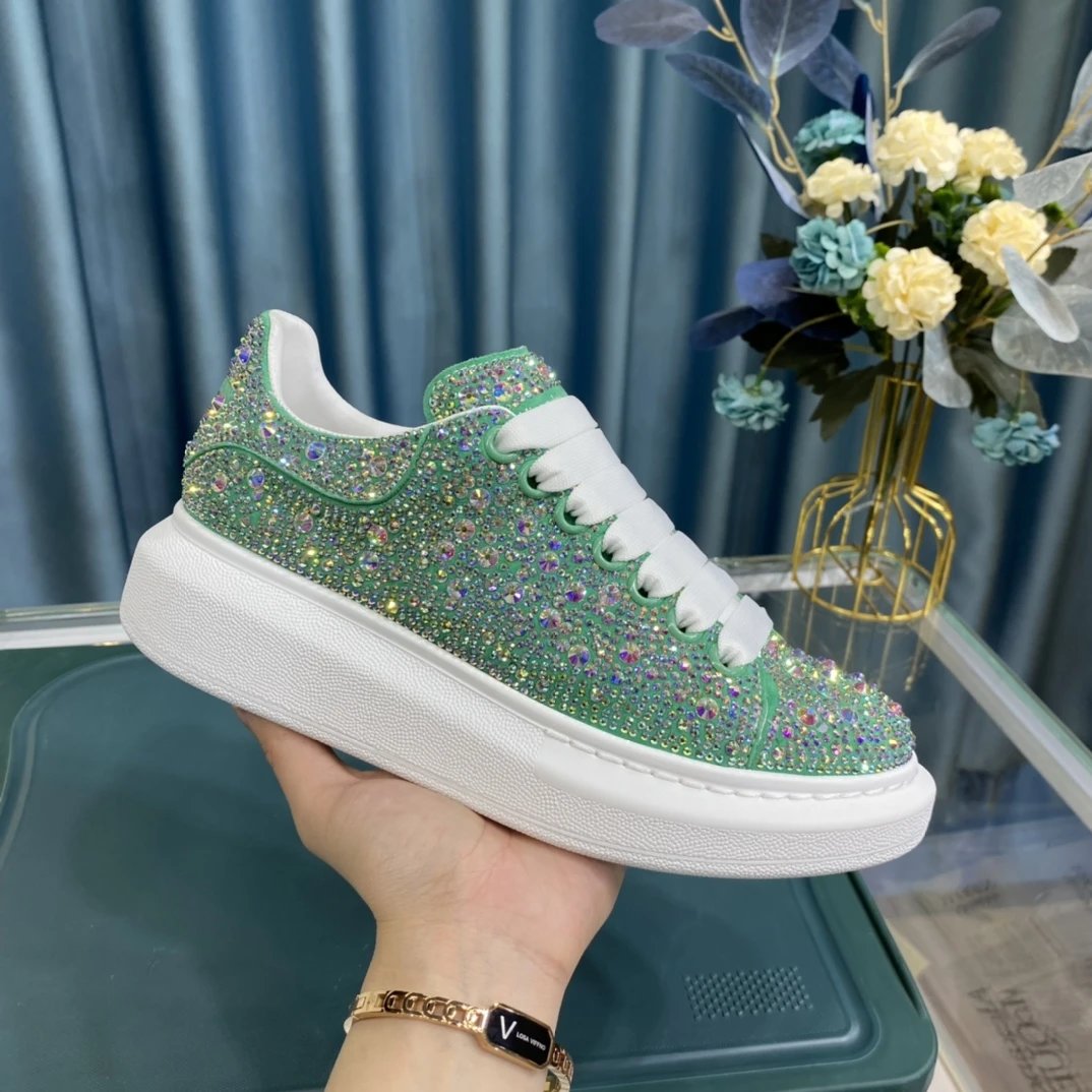 Alexander McQUEEN Green Crystal Platform Sneakers