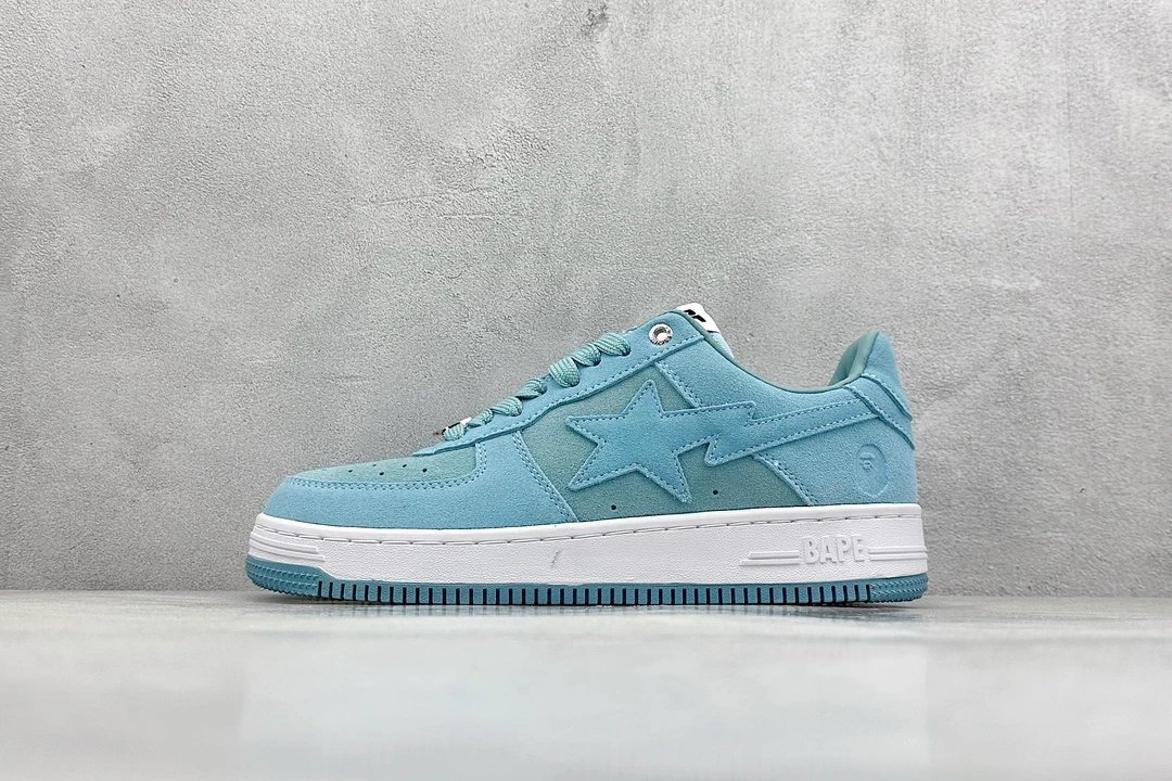 BAPE Sky Blue Suede Low-Top Star Sneakers