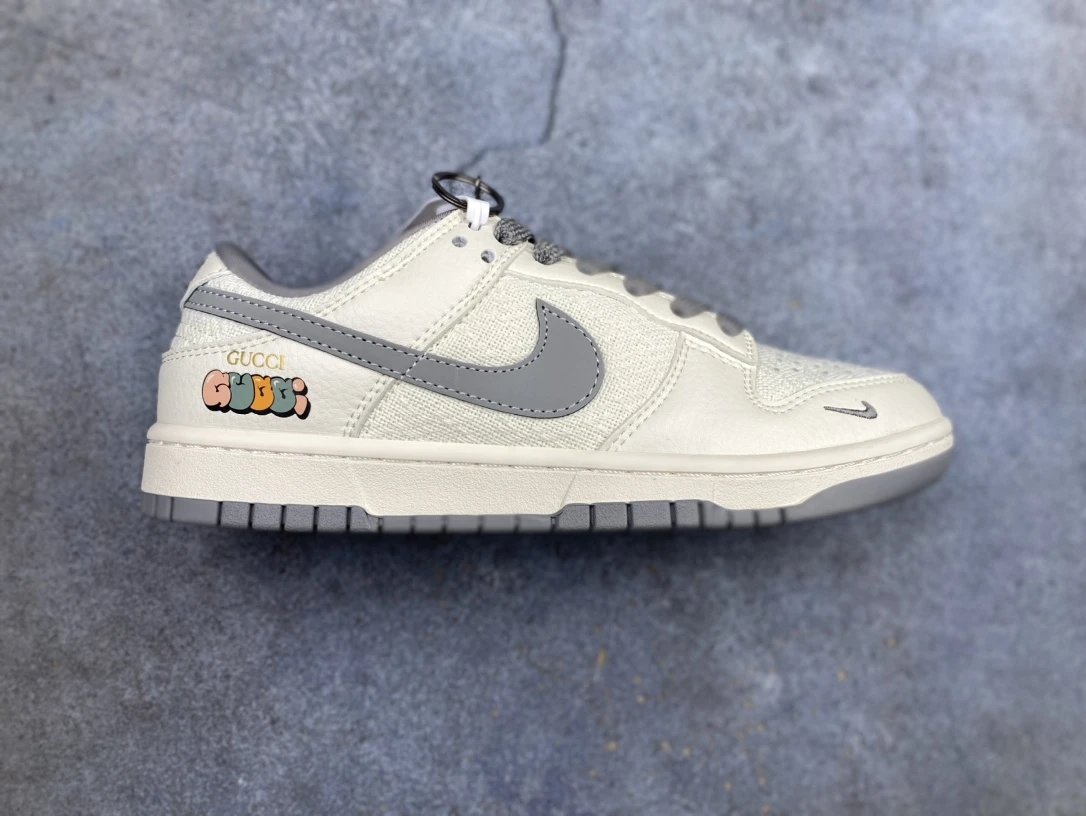 Nike x Gucci Grey Leather Casual Sneakers