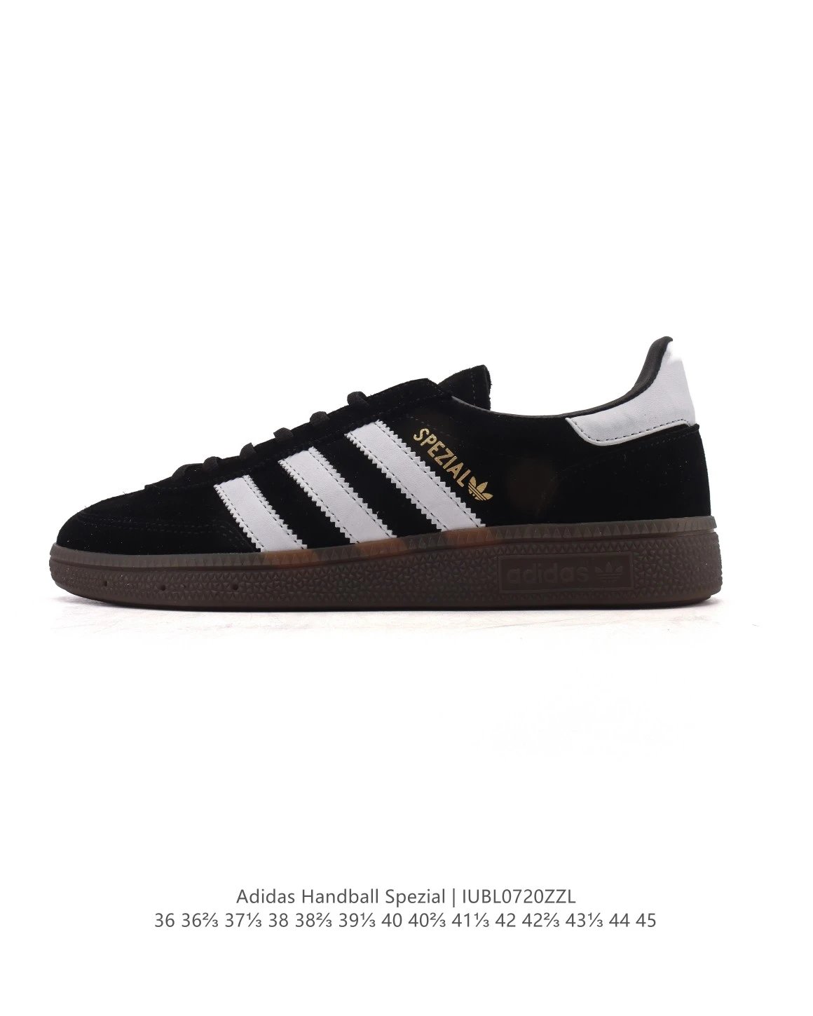 Adidas Handball Spezial Black Suede Sneakers Gum Sole