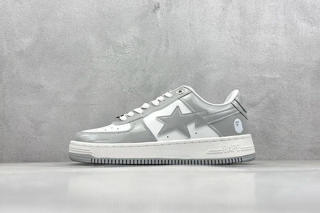 BAPE Grey White Star Logo Streetwear Sneakers