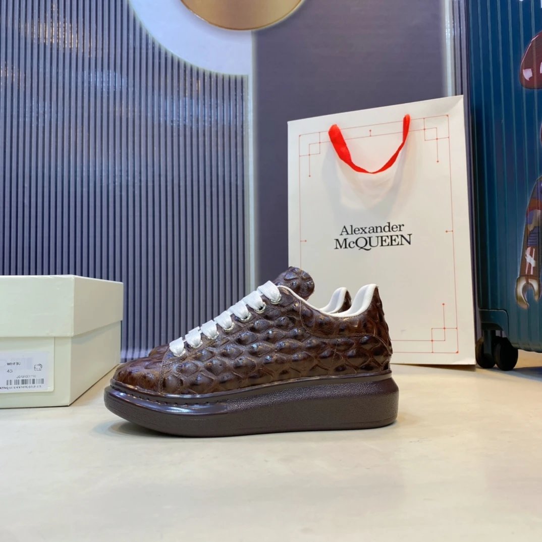 Alexander McQueen Brown Embossed Leather Chunky Sneakers