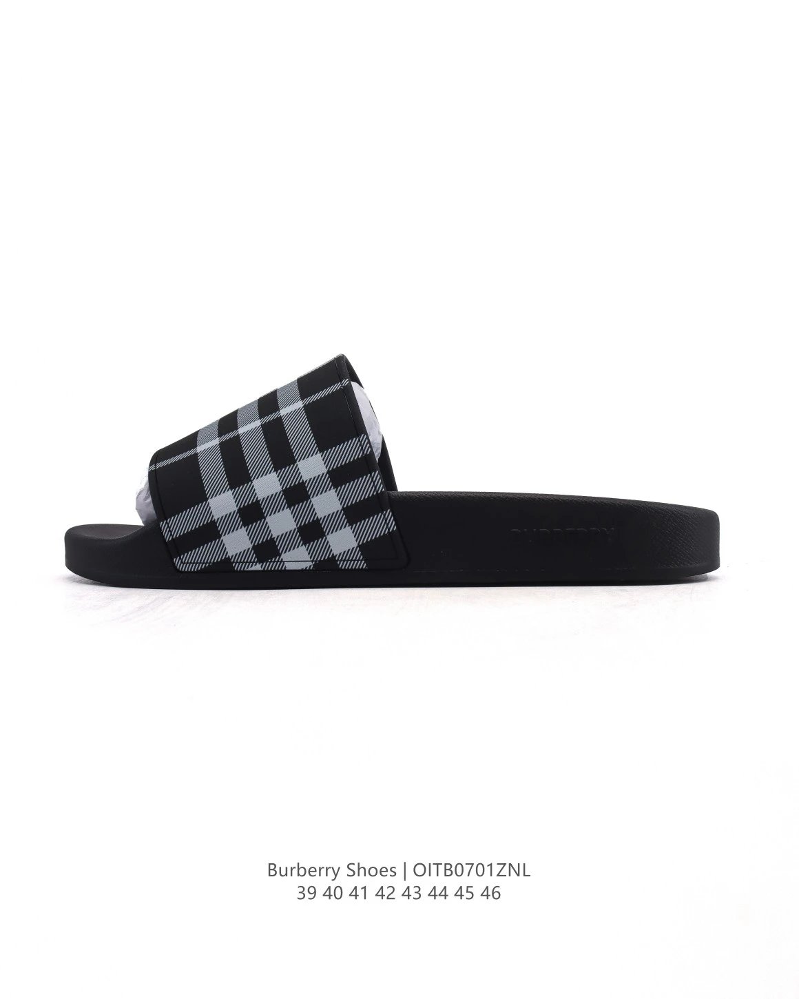Burberry Check Black Gray Slide Sandals OITB0701ZNL