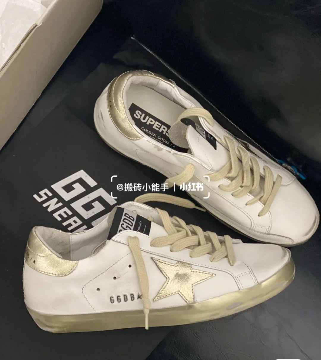 Golden Goose Super-Star White Gold Leather Sneakers Women