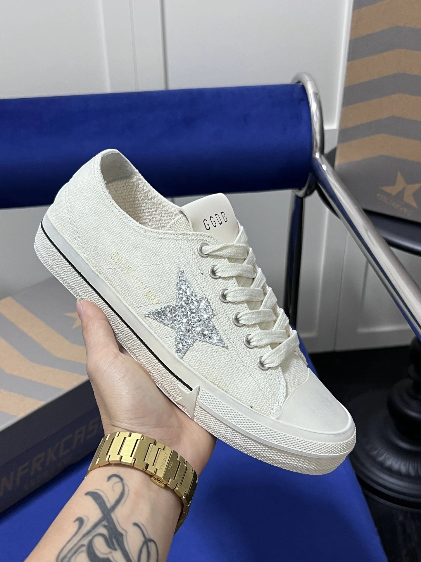 Golden Goose Women Silver Star Canvas Sneakers
