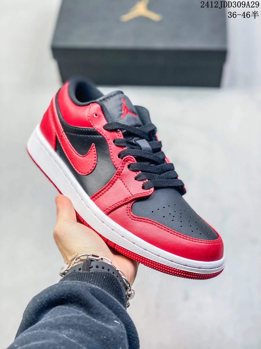 Air Jordan Low Red Black Leather Basketball Shoes
