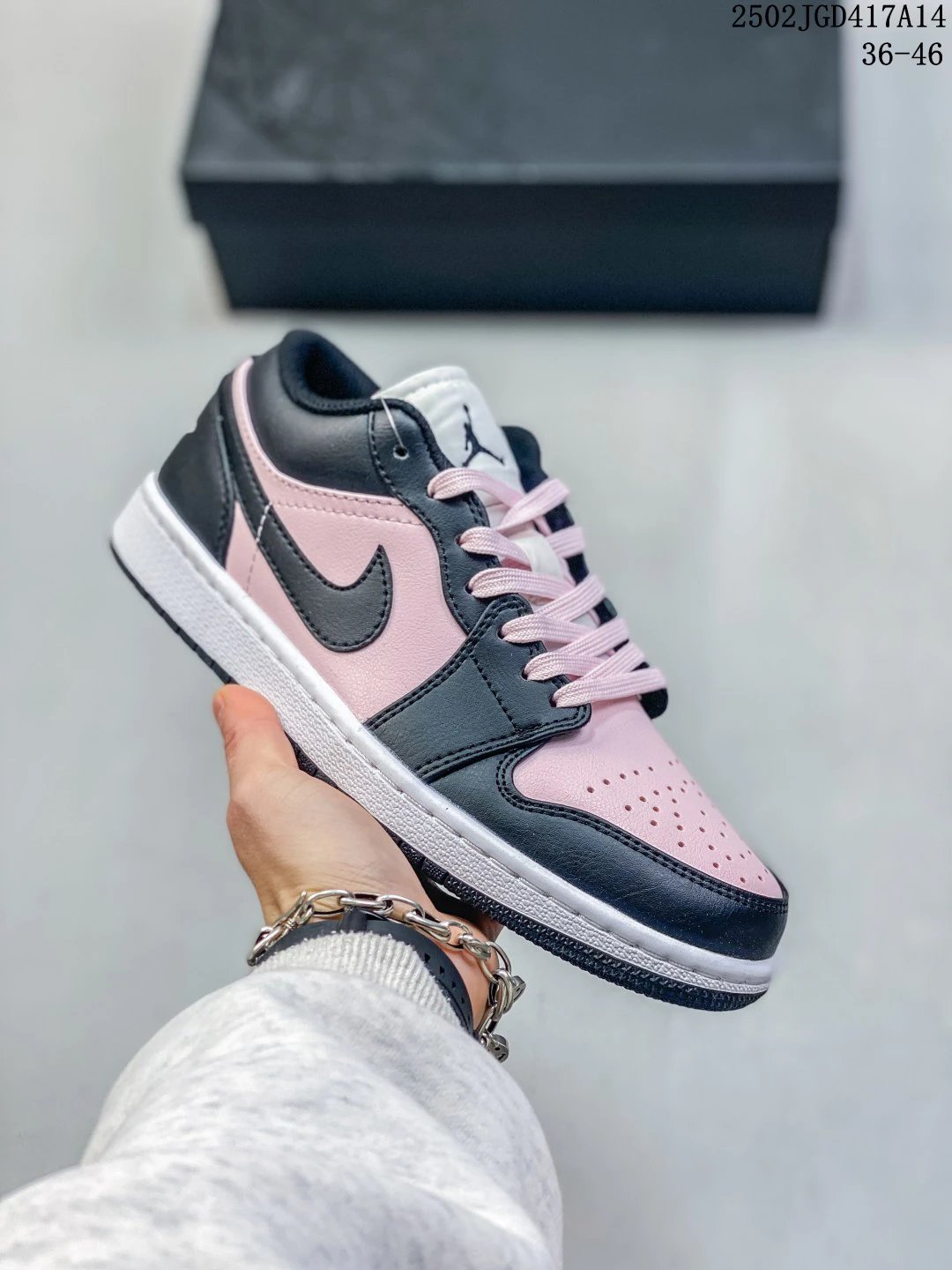 Air Jordan Low Pink Black Retro Leather Sneakers