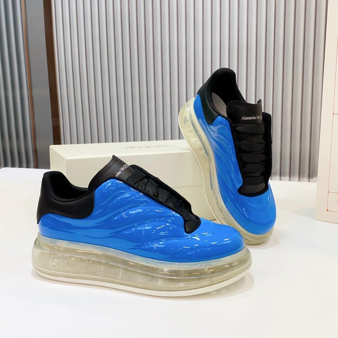 Alexander McQUEEN Blue Patent Transparent Sole Sneakers