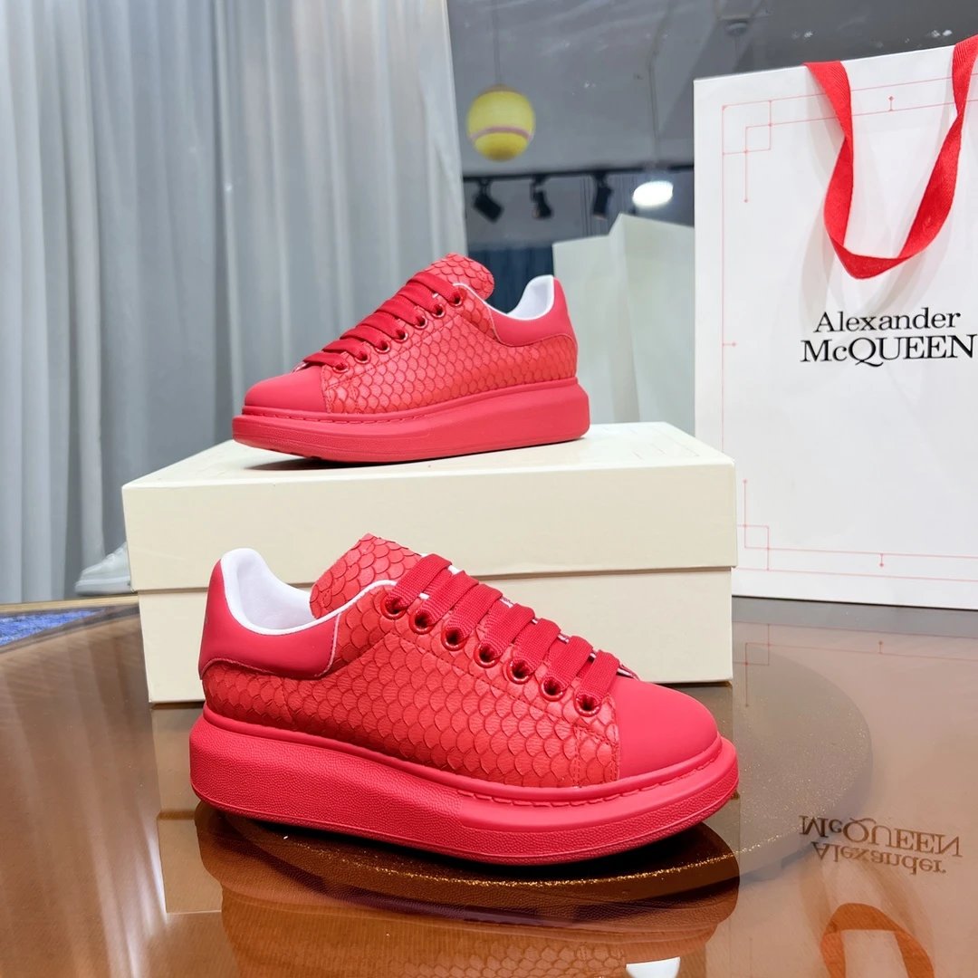 Alexander McQueen Red Leather Chunky Sneakers