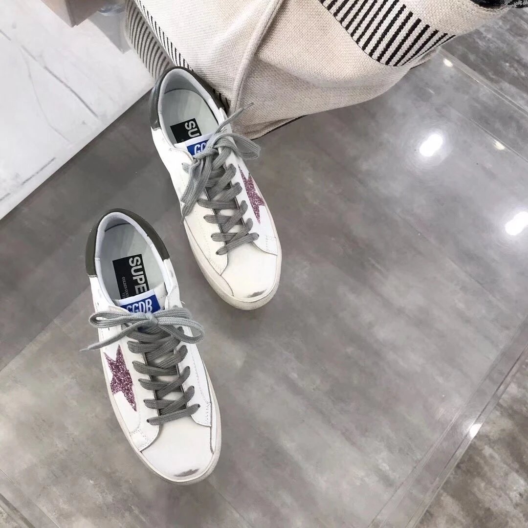 Golden Goose Pink Star White Leather Sneakers